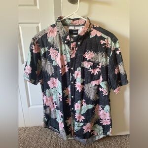 Hollister Black Floral Button Down Shirt